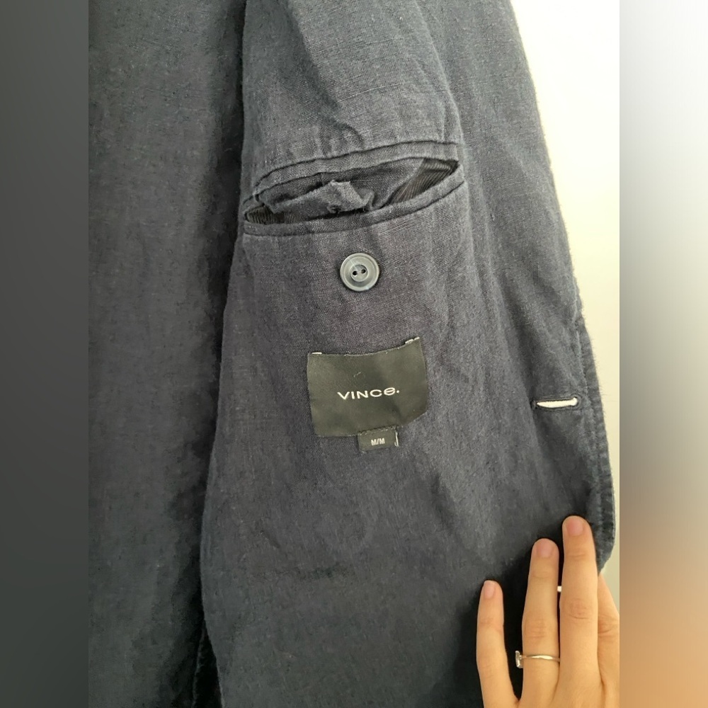 Vince Navy Relaxed 100% Hemp Blazer Coastal Resort Summer Jacket Sports Coat M - Picture 6 of 7